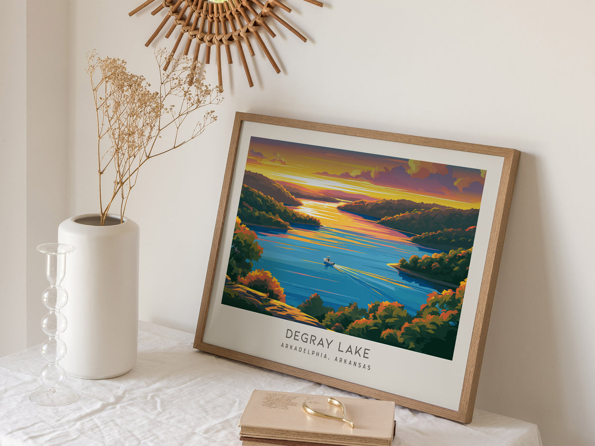 DeGray Lake Landscape Matte Border Poster | Arkadelphia, Arkansas Travel Gift — 16x20 in
