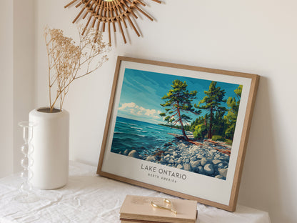 Lake Ontario Landscape Matte Border Poster | North America Vacation Wall Art | Framed or Unframed — 16x20 in
