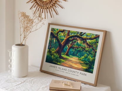 James Island County Park Landscape Matte Border Poster | Charleston, South Carolina Travel Wall Art — 16x20 in