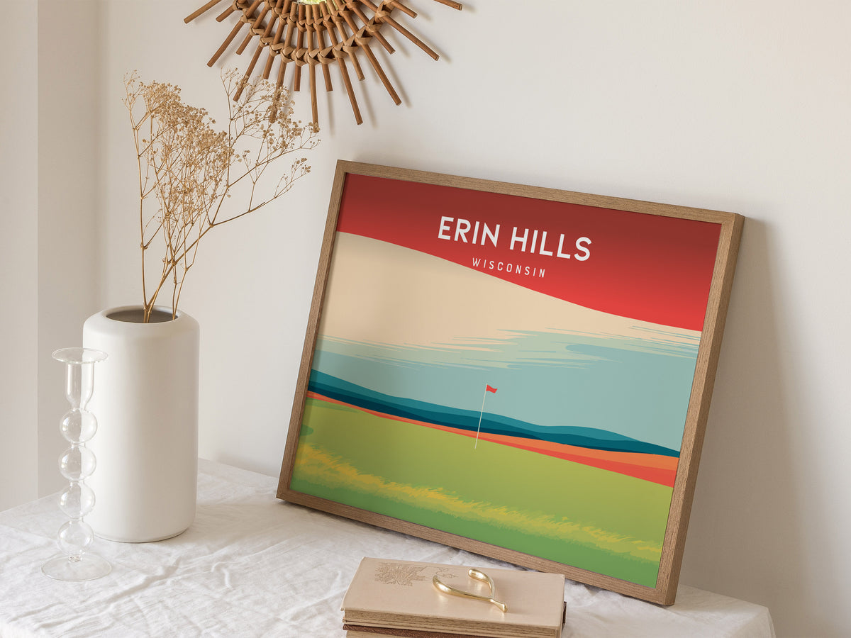 Erin Hills, Wisconsin Landscape Poster | Golfer Gift Country Club Decor Wall Art — 16x20 in