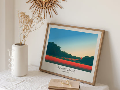 Sunningdale Landscape Matte Border Poster | England Travel Wall Art — 16x20 in