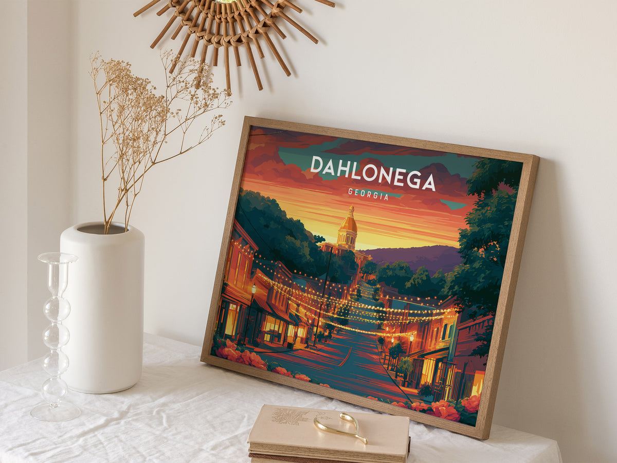 Dahlonega, Georgia Landscape Poster | Appalachian Gold Town Framed or Unframed Wall Art — 16x20 in