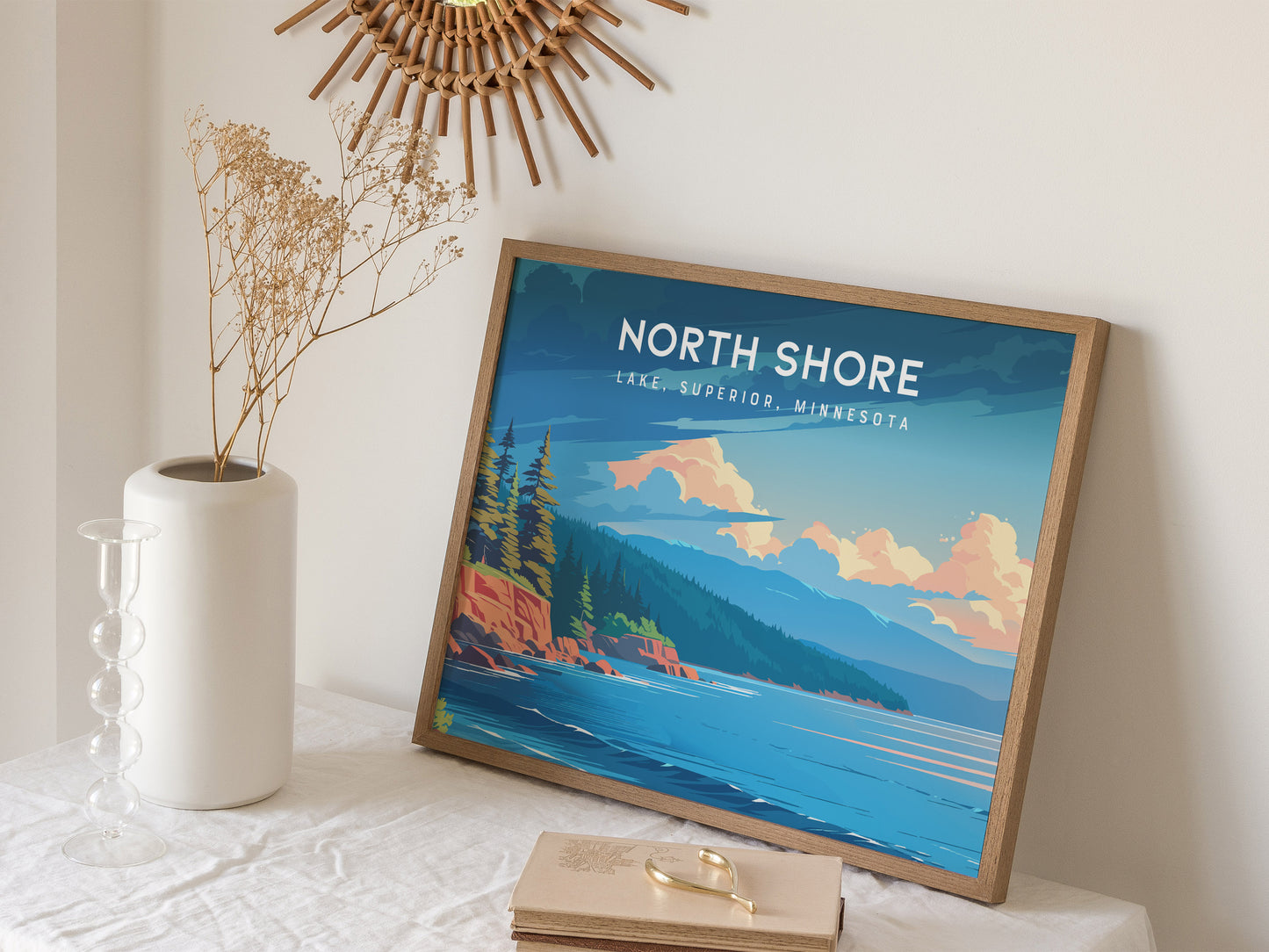 North Shore, Lake Superior, Minnesota Landscape Poster | Lake, Superior, Minnesota | Destination Print & Coastal Beach Decor