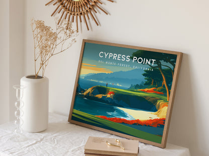 Cypress Point Landscape Poster | Del Monte Forest, California Golf Wall Art Framed or Unframed — 16x20 in
