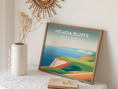 Arcadia Bluffs, Arcadia, Michigan Landscape Poster | Golf Course Print Country Club Decor Wall Art — 16x20 in