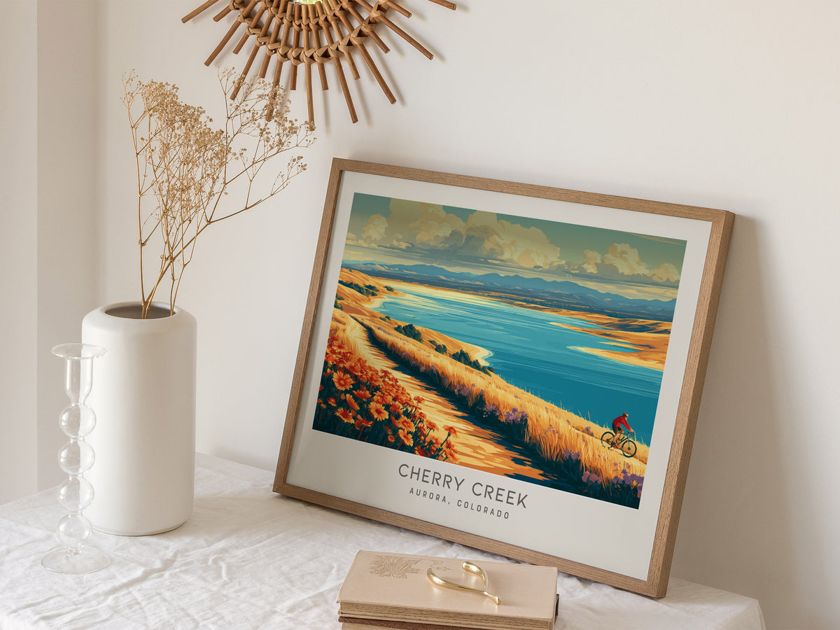 Cherry Creek Landscape Matte Border Poster | Aurora, Colorado Travel Wall Art — 16x20 in