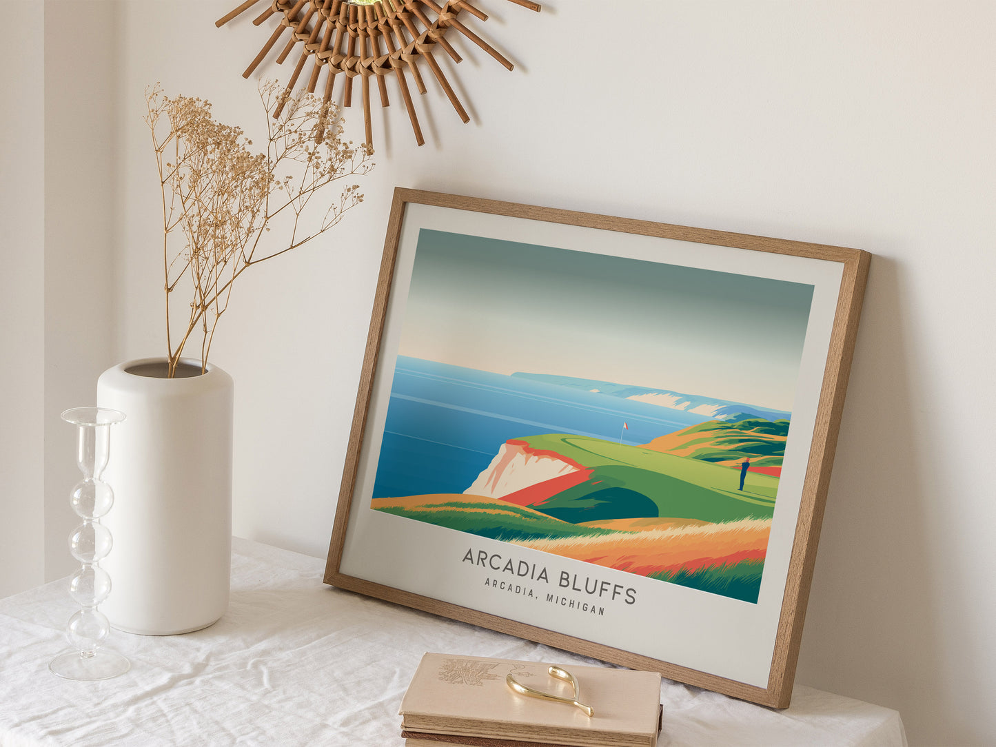 Arcadia Bluffs Landscape Matte Border Poster | Golf Wall Art Arcadia, Michigan Framed or Unframed — 16x20 in