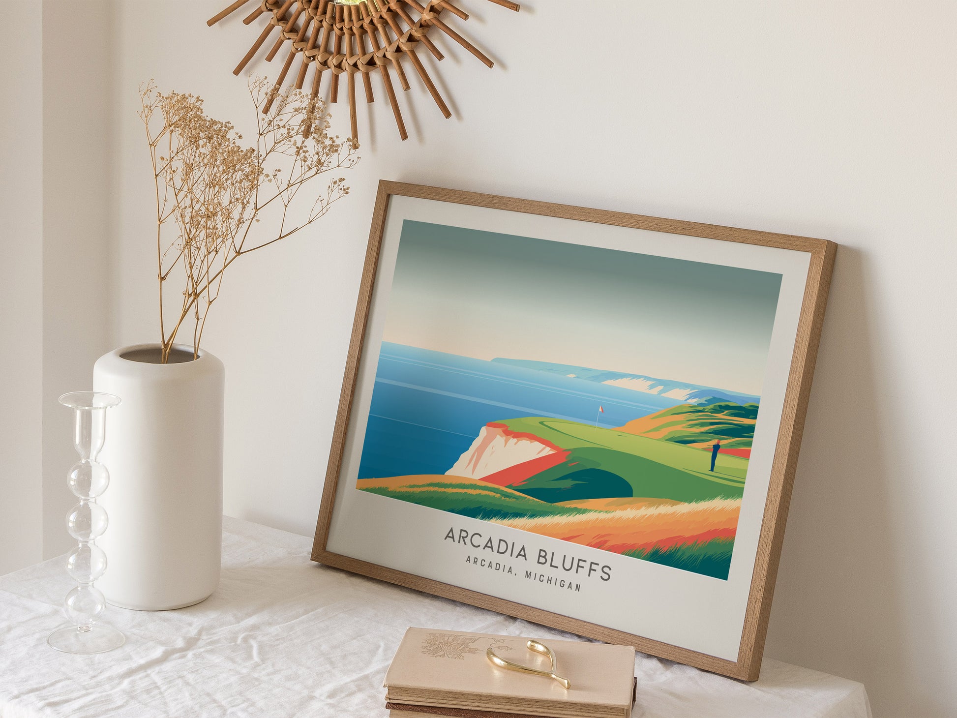Arcadia Bluffs Landscape Matte Border Poster | Golf Wall Art Arcadia, Michigan Framed or Unframed — 16x20 in