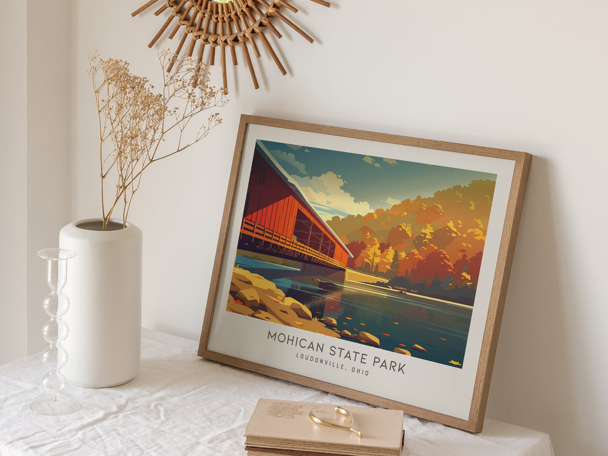Mohican State Park Landscape Matte Border Poster | Loudonville, Ohio Vacation Wall Art — 16x20 in