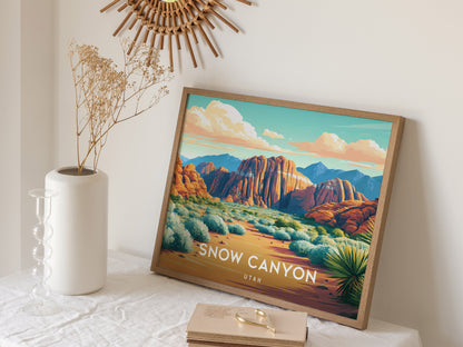 Snow Canyon Landscape Poster | Utah Red Rock Framed or Unframed Wall Art — 16x20 in