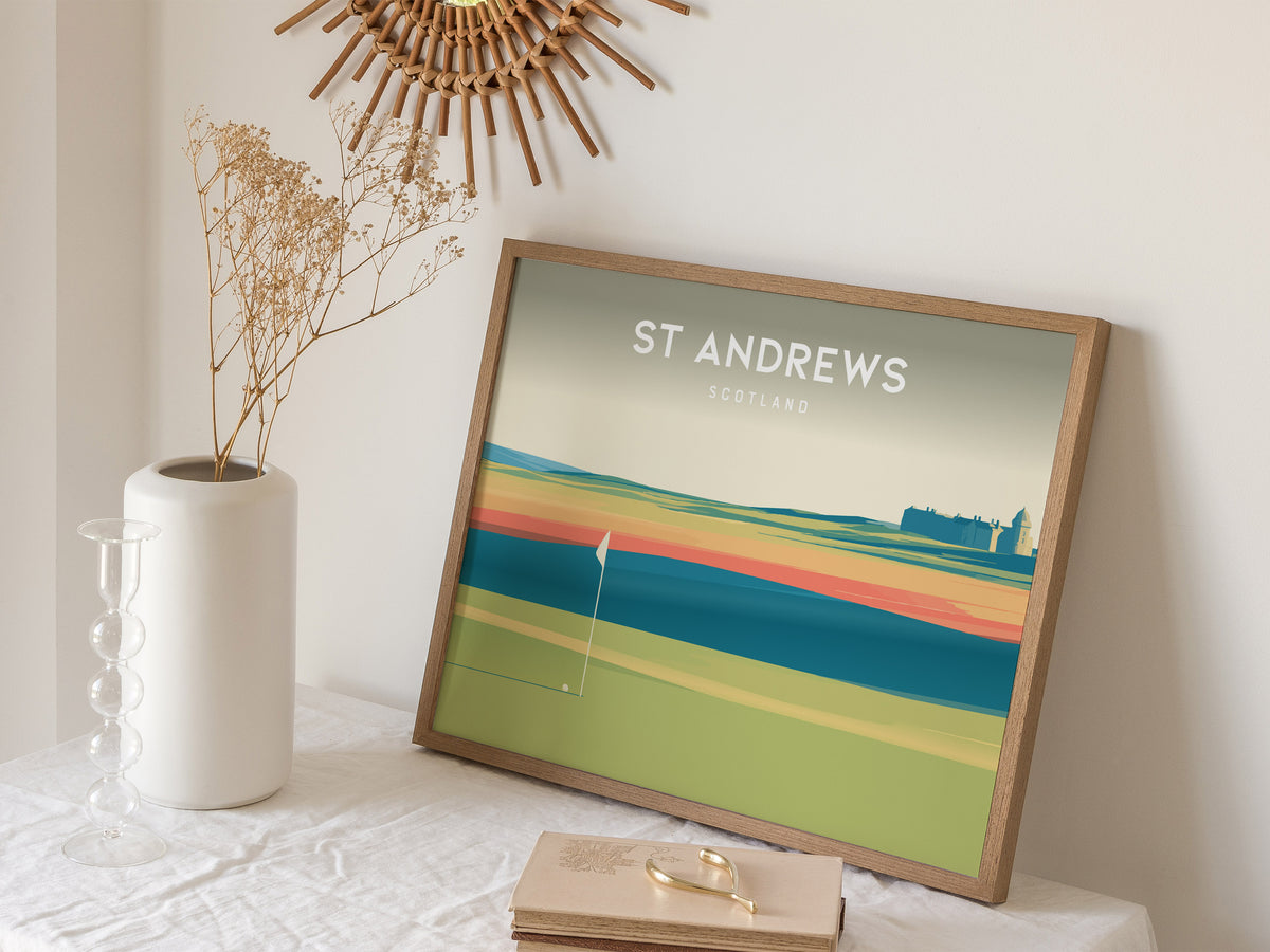St Andrews Old Course, Scotland Landscape Poster | Golf Course Print Country Club Decor Wall Art — 16x20 in