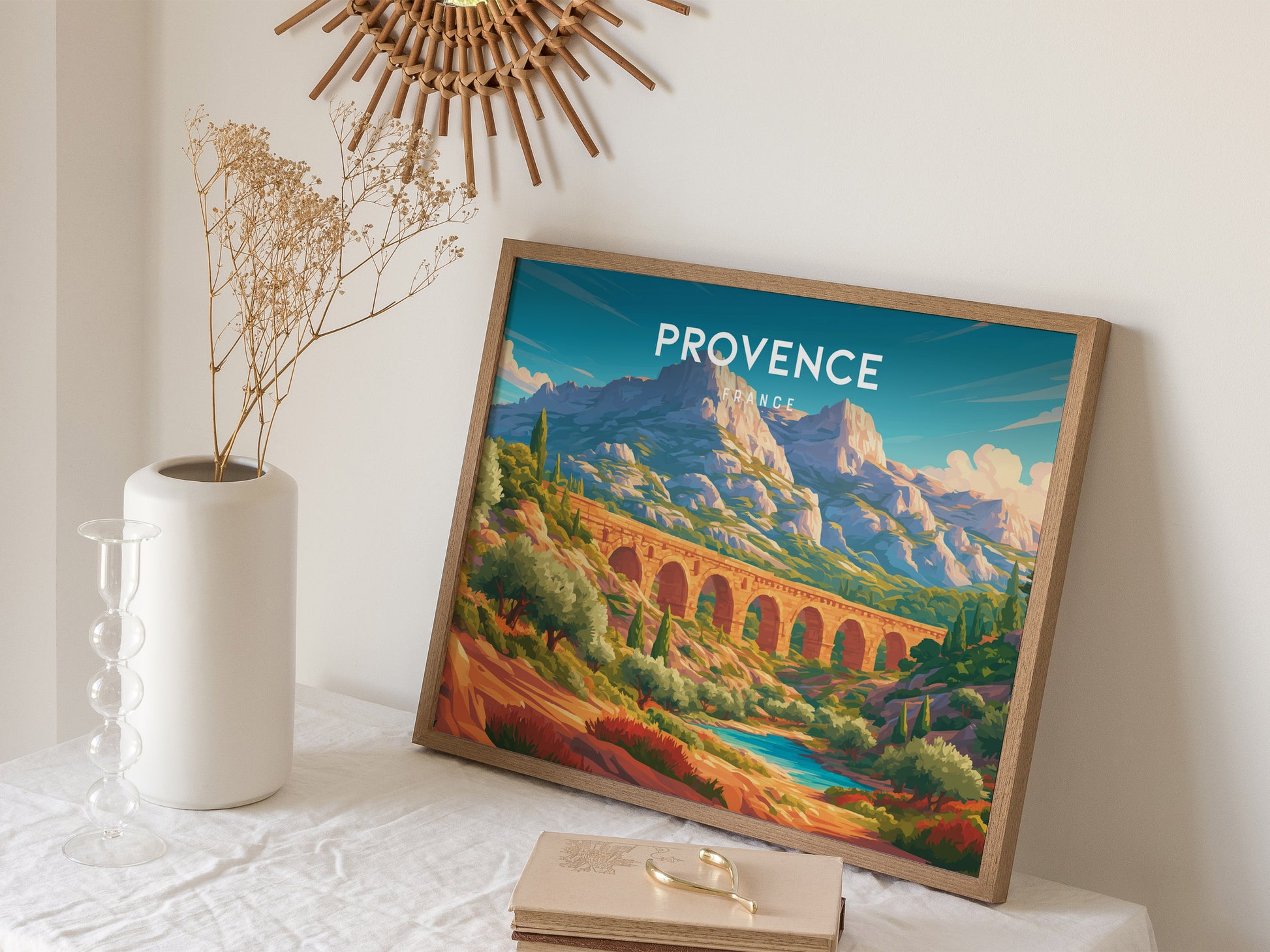 Provence, France Landscape Poster | Rolling Countryside Destination Print Wall Art — 16x20 in