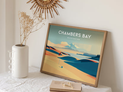 Chambers Bay, Washington Landscape Poster | Golf Wall Art & Framed or Unframed Wall Art — 16x20 in