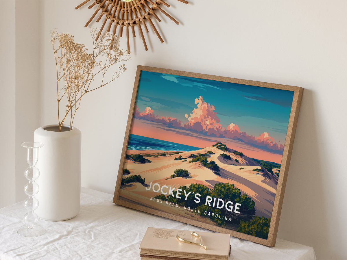 Jockey's Ridge Landscape Poster | Nags Head, North Carolina Destination Print Beach House Decor — 16x20 in