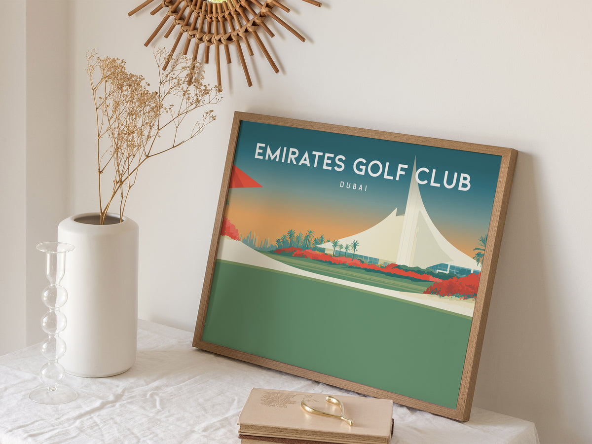 Emirates Golf Club Landscape Poster | Dubai Links Poster & Country Club Decor Wall Art — 16x20 in