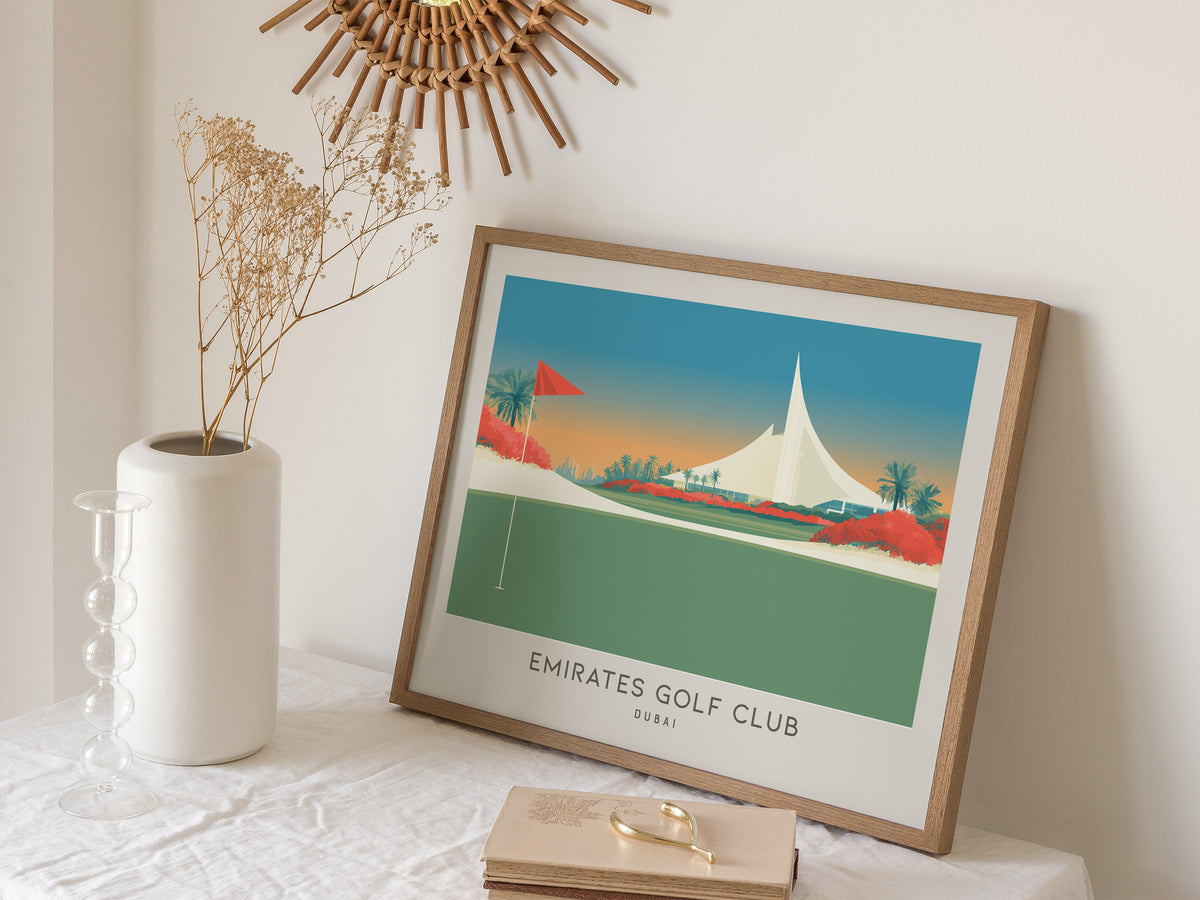 Emirates Golf Club Landscape Matte Border Poster | Dubai Golf Wall Art & Framed or Unframed — 16x20 in