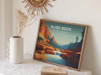 Slide Rock Landscape Poster | Sedona, Arizona Red Canyon Framed or Unframed Wall Art — 16x20 in