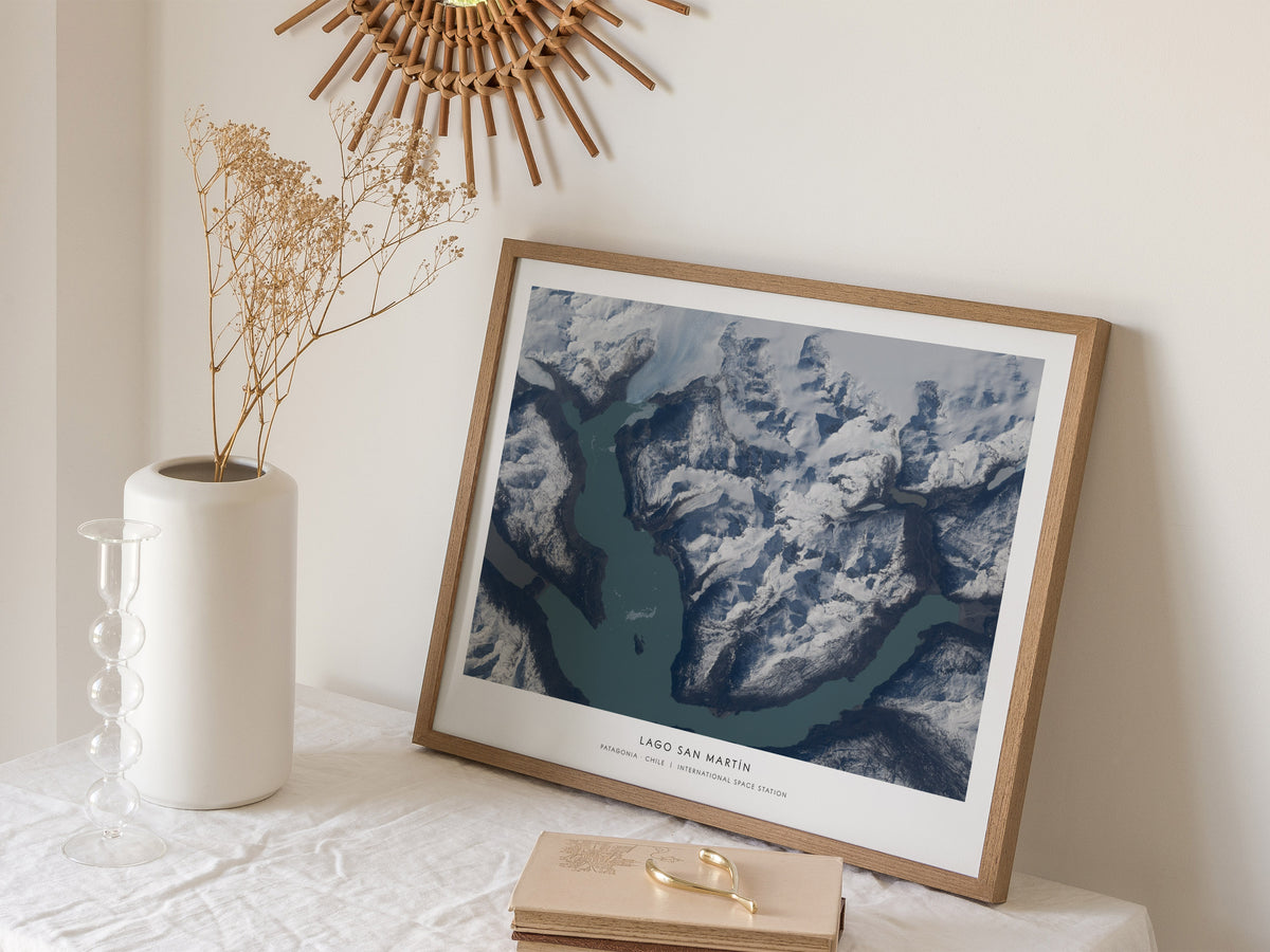 Lago San Martín Landscape Poster | NASA Space Photography Patagonia · Chile Astronomy Print — 16x20 in