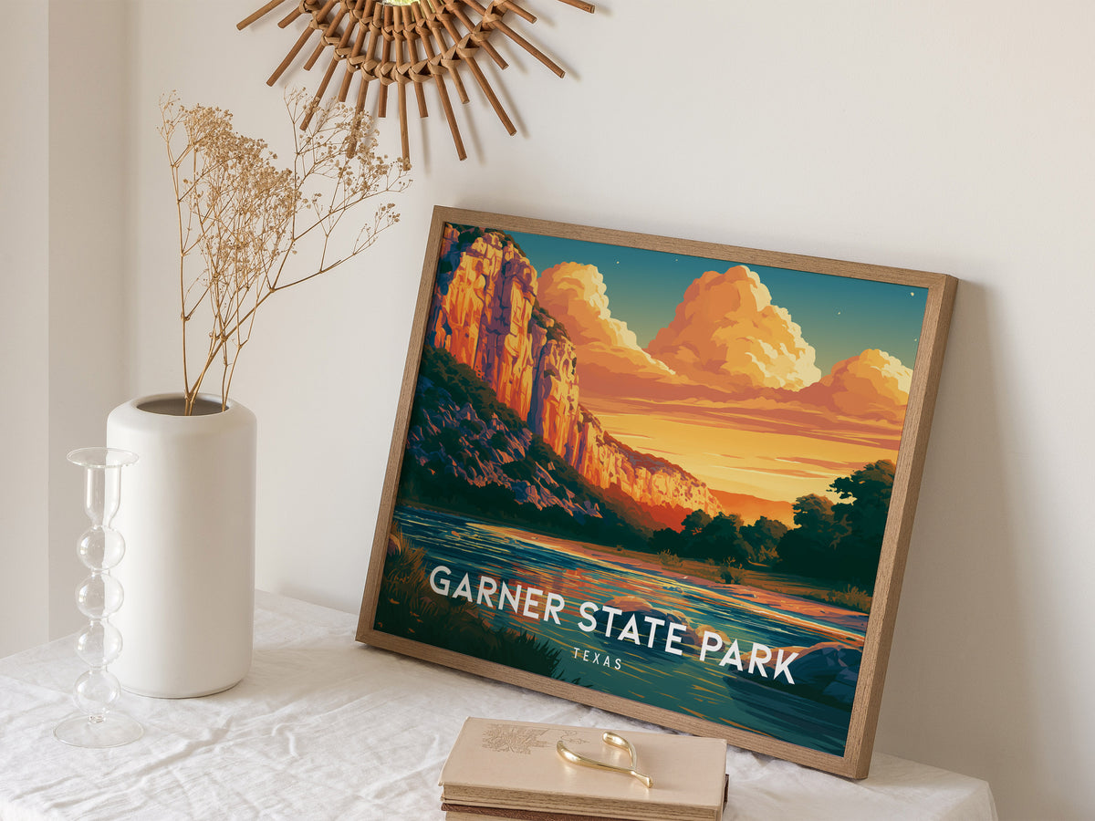 Garner State Park, Texas Landscape Poster | Frio River Travel Wall Art — 16x20 in