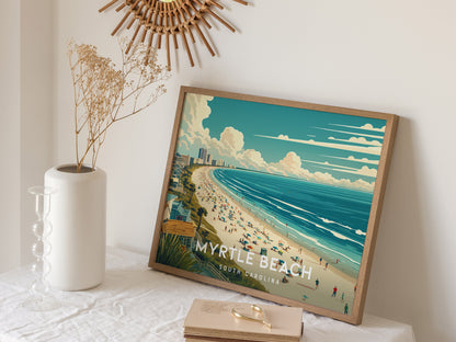 Myrtle Beach, South Carolina Landscape Poster | Coastal Beach Decor Wall Art — 16x20 in