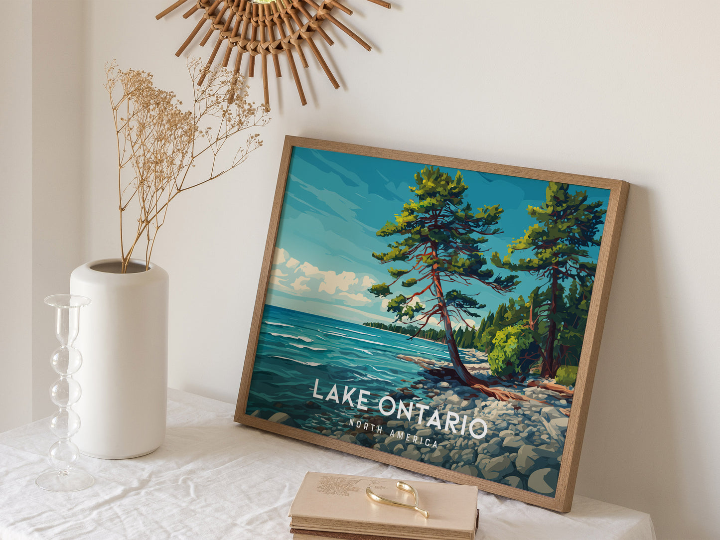 Lake Ontario Landscape Poster | North America Destination Print | Coastal Beach Decor Wall Art — 16x20 in