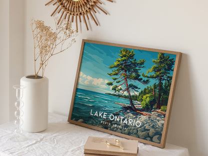 Lake Ontario Landscape Poster | North America Destination Print | Coastal Beach Decor Wall Art — 16x20 in