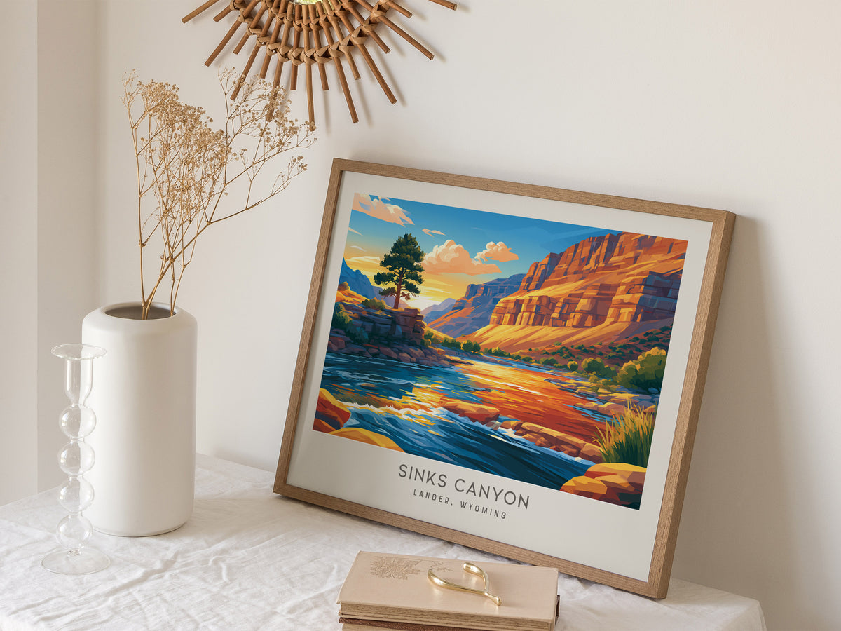 Sinks Canyon Landscape Matte Border Poster | Lander, Wyoming Framed or Unframed Destination Print — 16x20 in