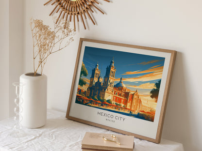 Mexico City Landscape Matte Border Poster | Mexico Vacation Wall Art — 16x20 in