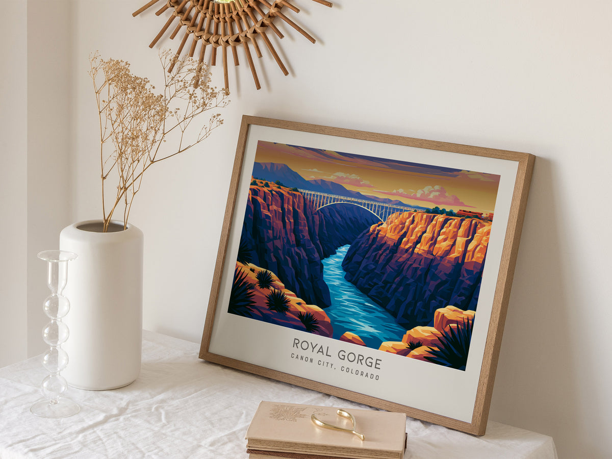 Royal Gorge Landscape Matte Border Poster | Canon City, Colorado Vacation Wall Art — 16x20 in