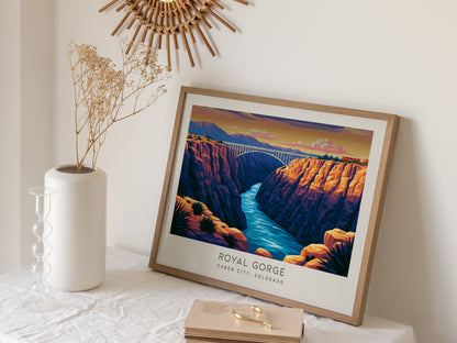 Royal Gorge Landscape Matte Border Poster | Canon City, Colorado Vacation Wall Art — 16x20 in