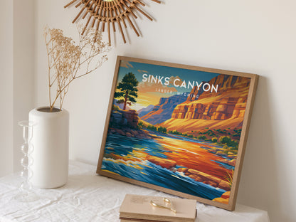 Sinks Canyon Landscape Poster | Lander, Wyoming Mountain Wilderness Vacation Wall Art — 16x20 in