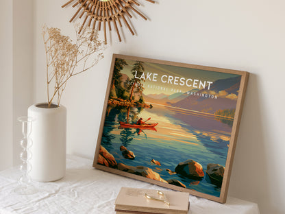 Lake Crescent Landscape Poster | Olympic National Park, Washington Vacation Wall Art — 16x20 in