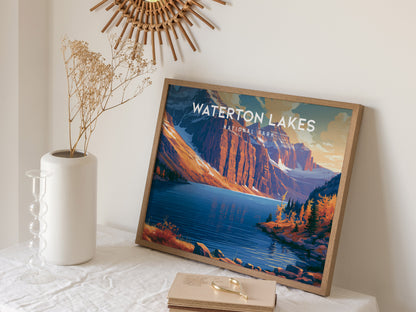 Waterton Lakes Landscape Poster | National Park Vacation Wall Art — 16x20 in