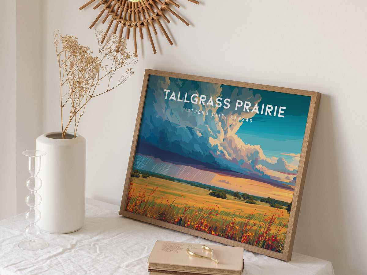 Tallgrass Prairie Landscape Poster | Strong City, Kansas Vacation Wall Art — 16x20 in