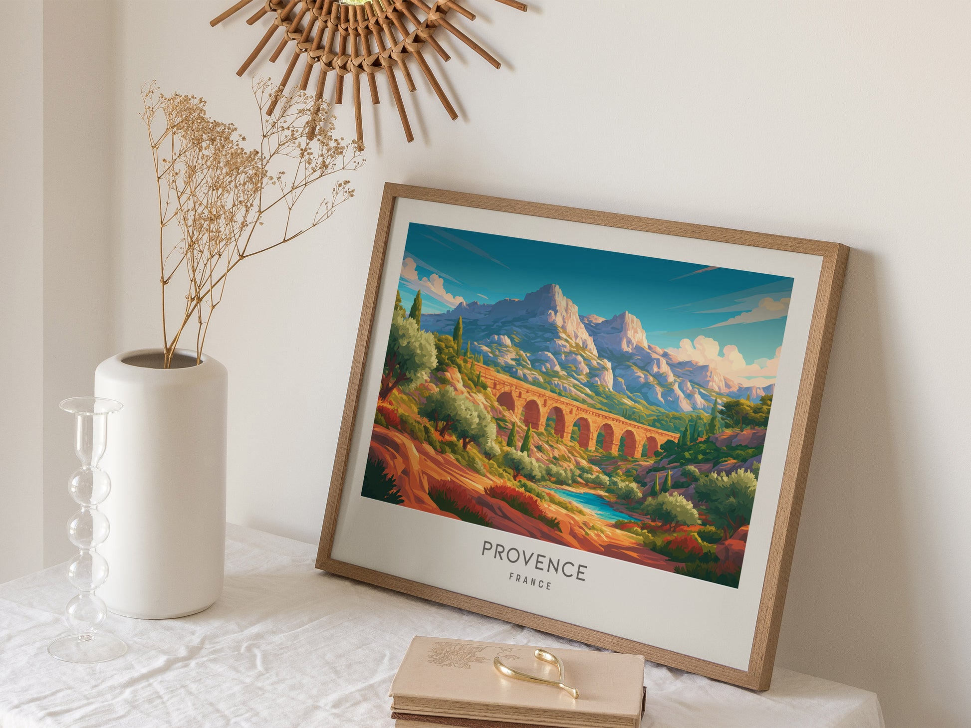 Provence Landscape Matte Border Poster | France Travel Wall Art — 16x20 in