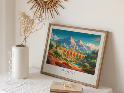 Provence Landscape Matte Border Poster | France Travel Wall Art — 16x20 in