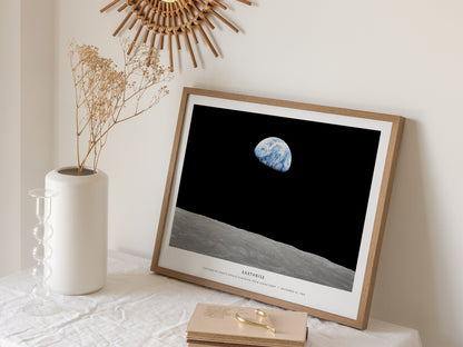 Earthrise Landscape Poster | NASA Apollo 8 Mission Astronomy Print Space Photography Wall Art — 16x20 in