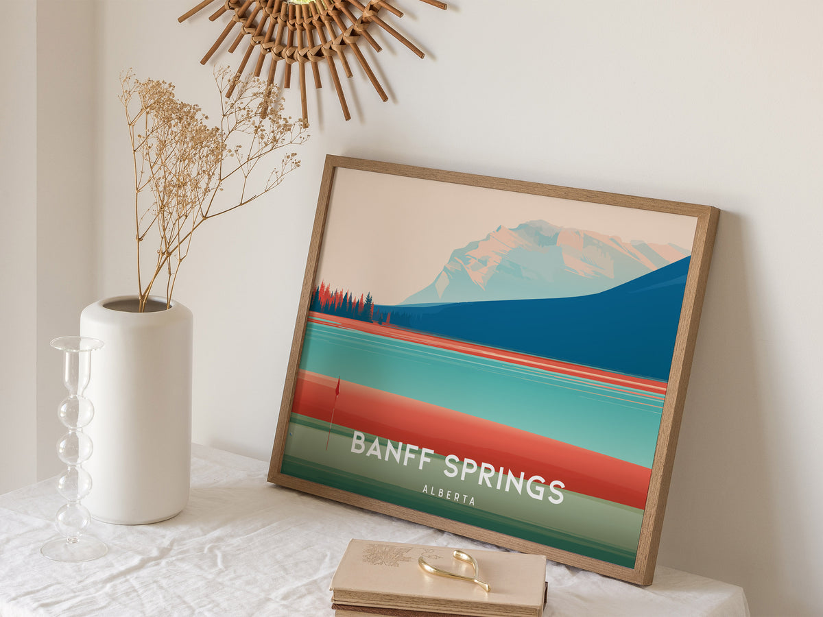 Banff Springs, Alberta Landscape Poster | Links Poster & Framed or Unframed Wall Art — 16x20 in