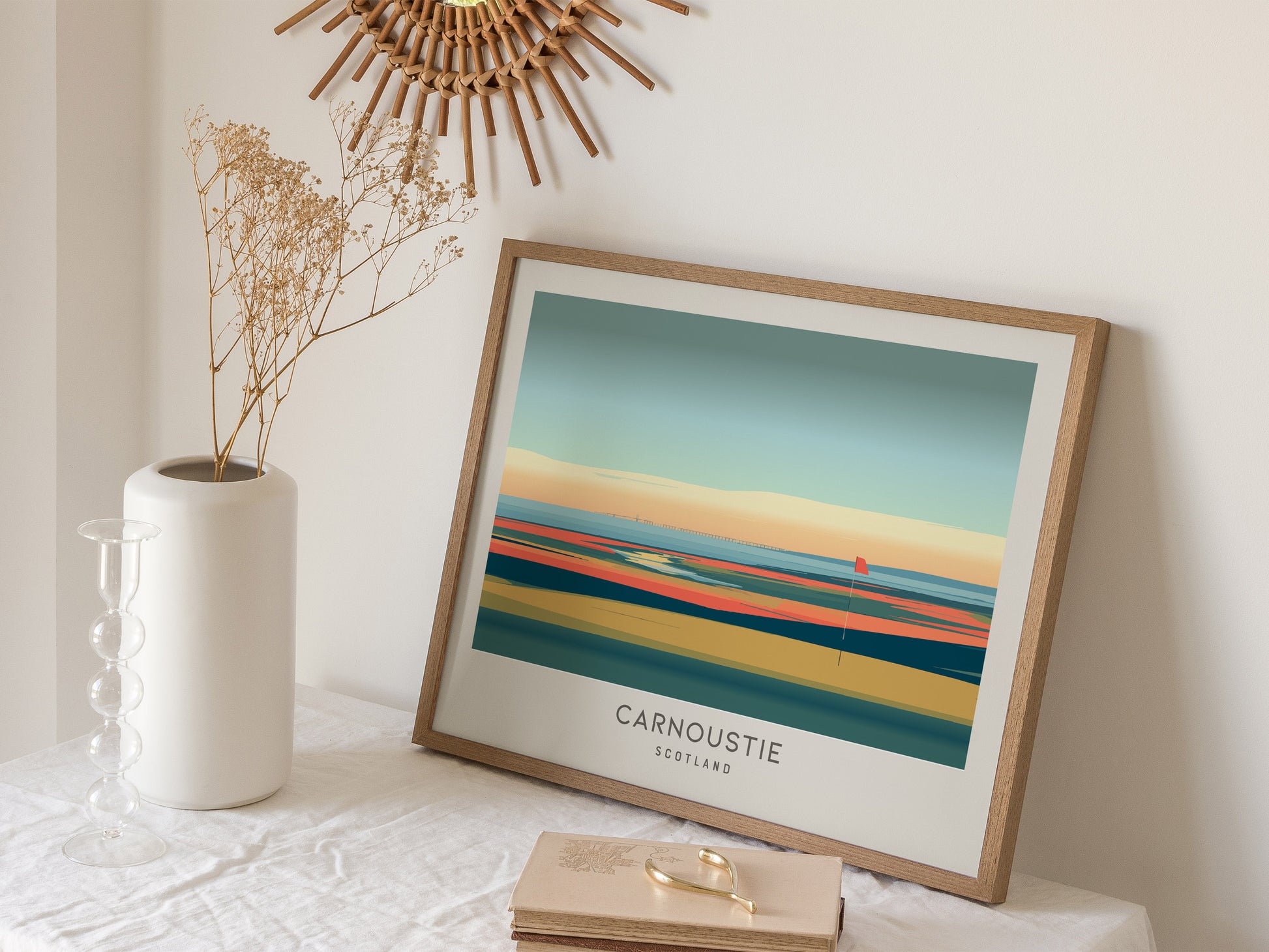 Carnoustie Landscape Matte Border Poster | Scotland Golf Course Print Travel Wall Art — 16x20 in