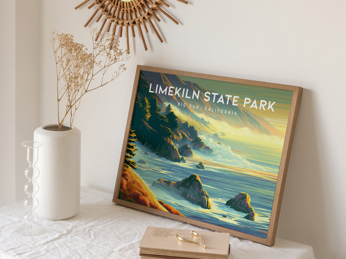 Limekiln State Park Landscape Poster | Big Sur, California Vacation Wall Art — 16x20 in
