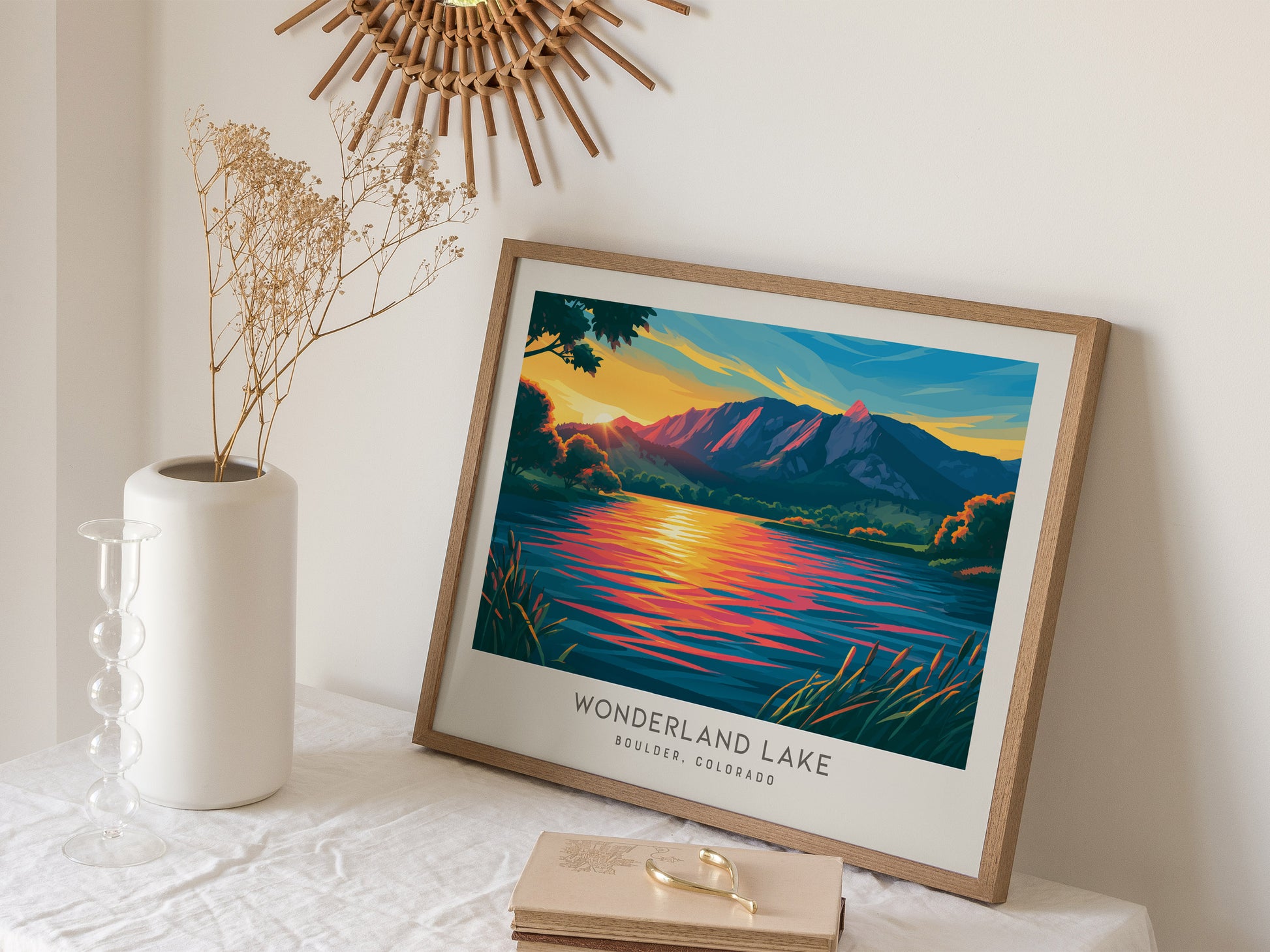 Wonderland Lake Landscape Matte Border Poster | Travel Wall Art — 16x20 in