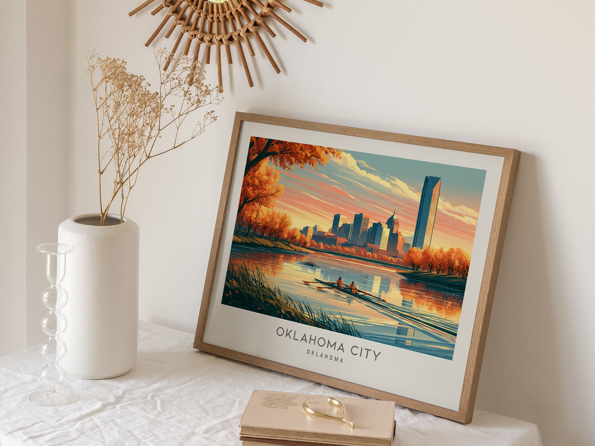 Oklahoma City Landscape Matte Border Poster | Travel Wall Art — 16x20 in