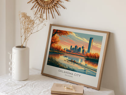 Oklahoma City Landscape Matte Border Poster | Travel Wall Art — 16x20 in