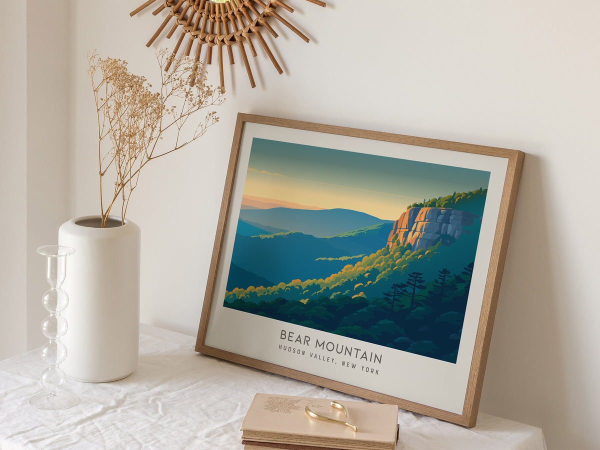Bear Mountain Landscape Matte Border Poster | Hudson Valley, New York Travel Wall Art — 16x20 in