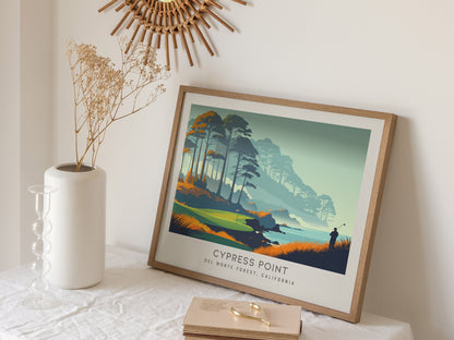 Cypress Point Landscape Matte Border Poster | Del Monte Forest, California Country Club Decor Golf Course Print — 16x20 in