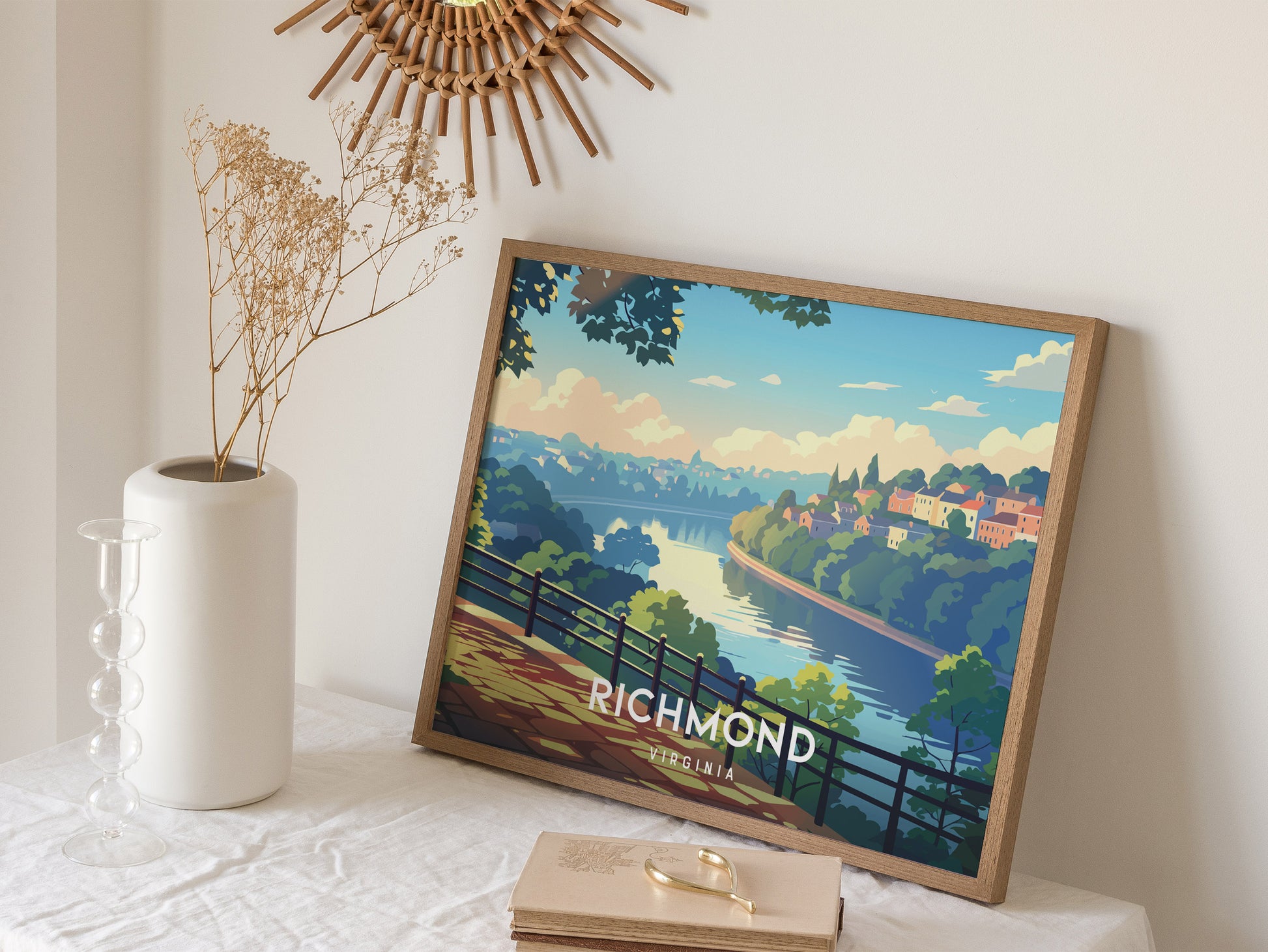 Richmond, Virginia Landscape Poster | Southern Capital Charm Vacation Wall Art — 16x20 in