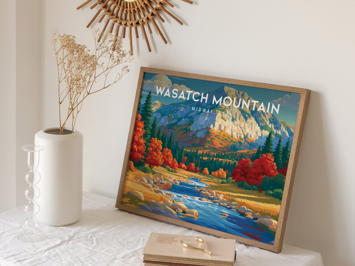 Wasatch Mountain Landscape, Midway, Utah Poster | Alpine Valley Framed or Unframed Wall Art — 16x20 in