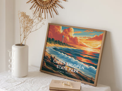Cape Henlopen State Park Landscape Poster | Lewes, Delaware Destination Print Framed or Unframed — 16x20 in