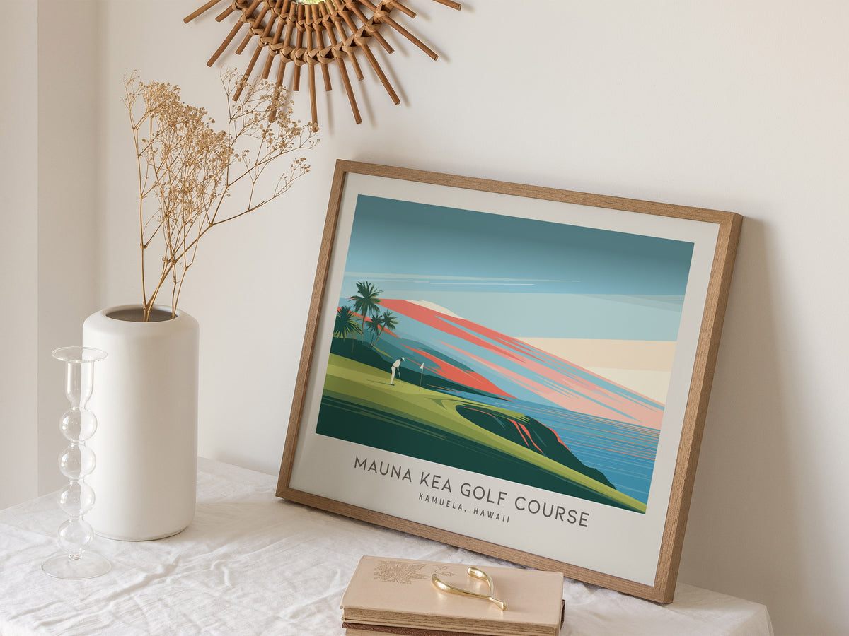 Mauna Kea Golf Course Landscape Matte Border Poster | Kamuela, Hawaii Golf Wall Art & Framed or Unframed Links Poster — 16x20