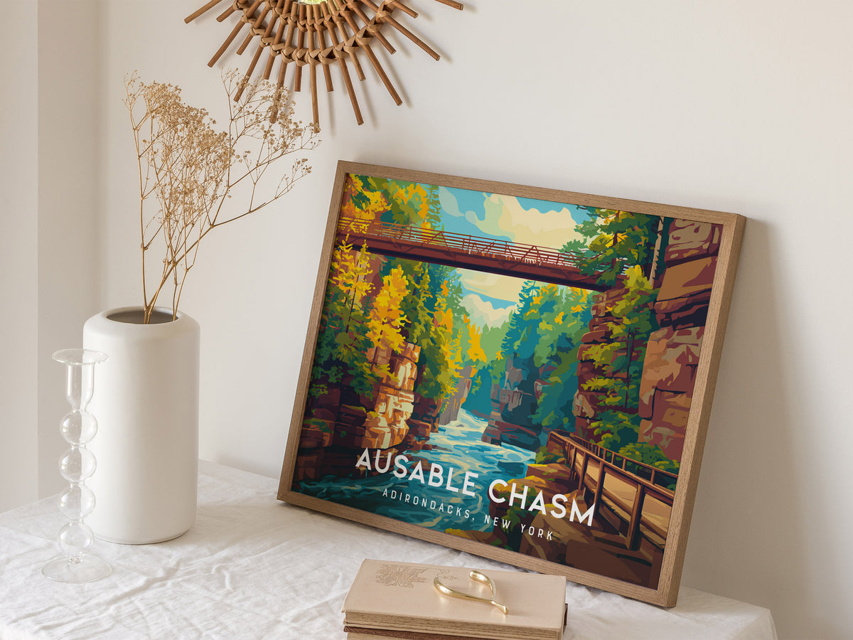 Ausable Chasm, Adirondacks, New York Landscape Poster | Travel Wall Art — 16x20 in